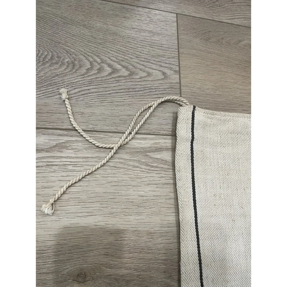 Rustic Vintage  Grain Feed Sack Hemp/Cotton Heavy Nubby Black Stripe‎